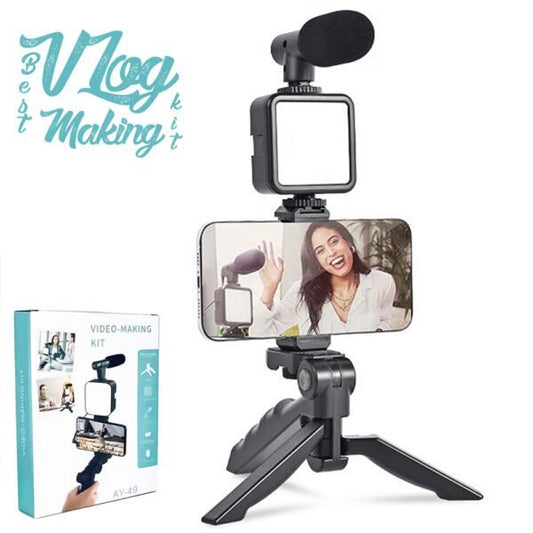 5 in 1 Video Vlogging Kits with Microphone LED Fill Light & Mini Tripod